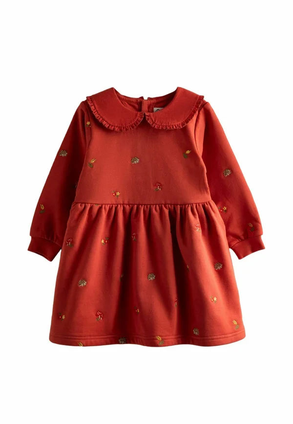 REGULAR FIT - EMBROIDERED WITH COLLAR - Day dress - rust orange floral