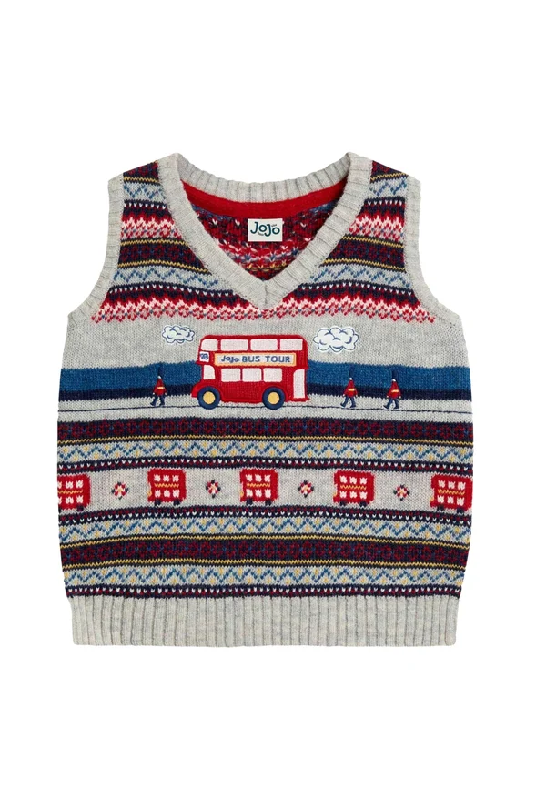 REGULAR FIT - FAIRISLE PATTERN TANK - Top - grey