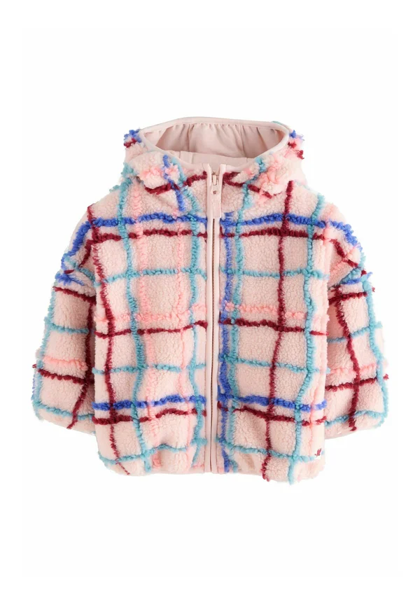 REGULAR FIT  - Fleece jacket - pink grid print