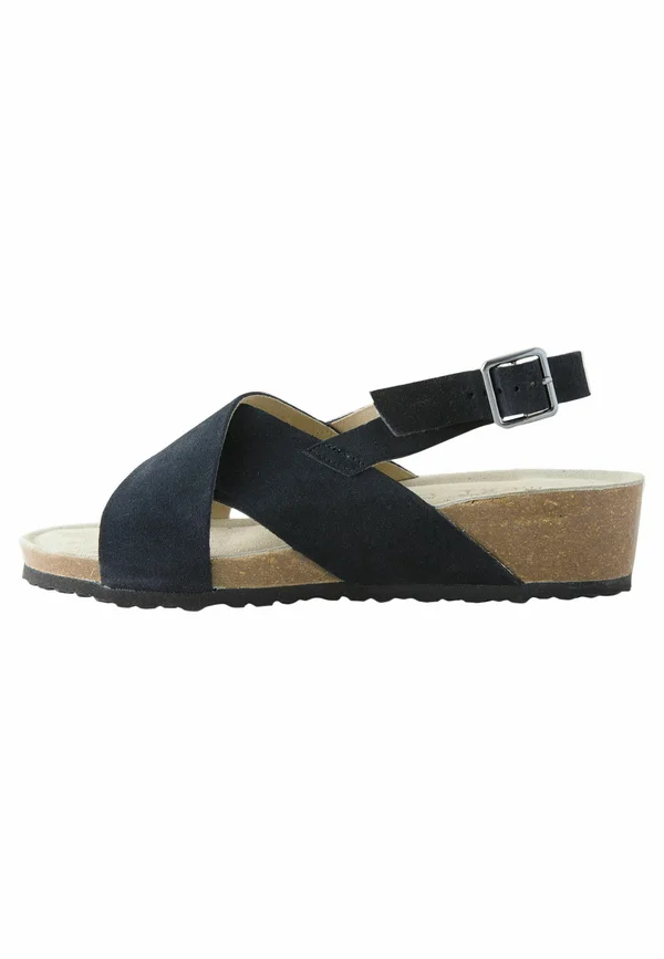 REGULAR FIT - FOREVER COMFOR CROSS - Wedge sandals - navy blue suede