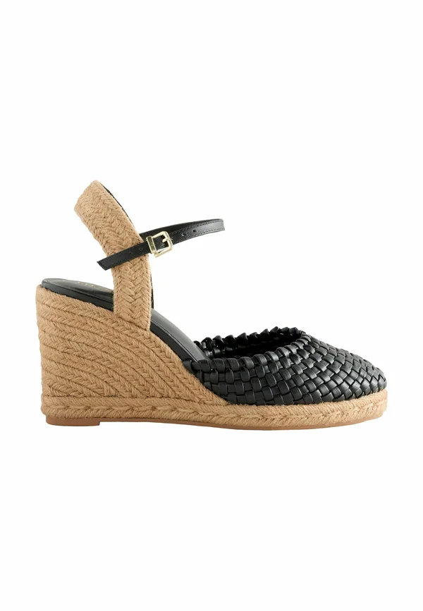 REGULAR FIT - FOREVER COMFORT ROUND TOE WEAVE DETAIL - Wedge sandals - black