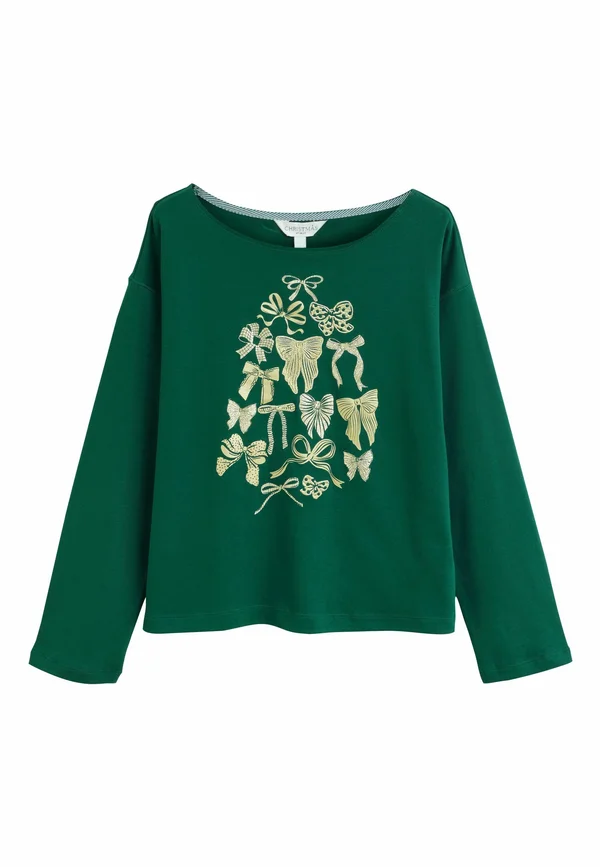 REGULAR FIT - GRAPHIC CHRISTMAS TREES BOW  - Long sleeved top - teal blue
