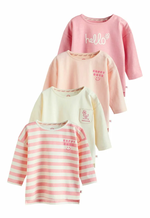 REGULAR FIT - LONG SLEEVE 4 PACK   - Long sleeved top - pink stripe slogan