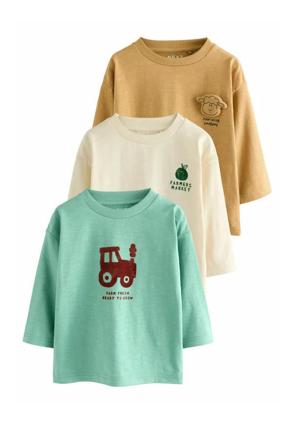REGULAR FIT - LONG SLEEVE GRAPHIC PRINT 3 PACK  - Long sleeved top - blue/brown/farm