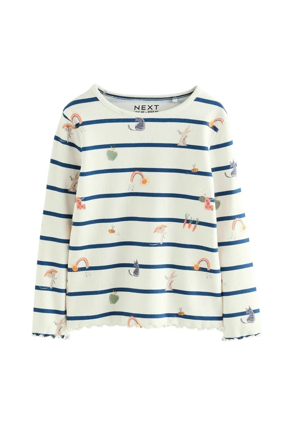 REGULAR FIT LONG SLEEVE - Long sleeved top - ecru navy stripe character
