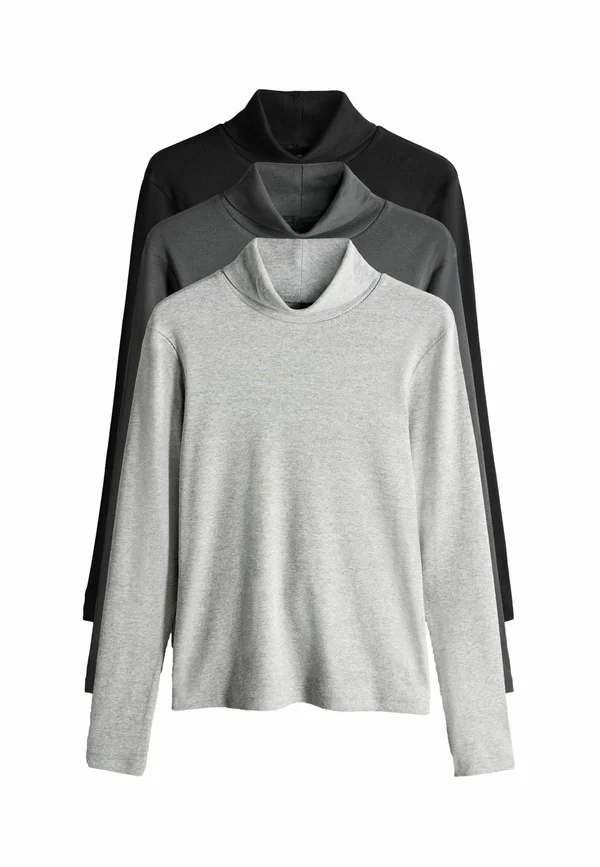 REGULAR FIT  LONG SLEEVE RIBBED ROLL  - Long sleeved top - black charcoal grey