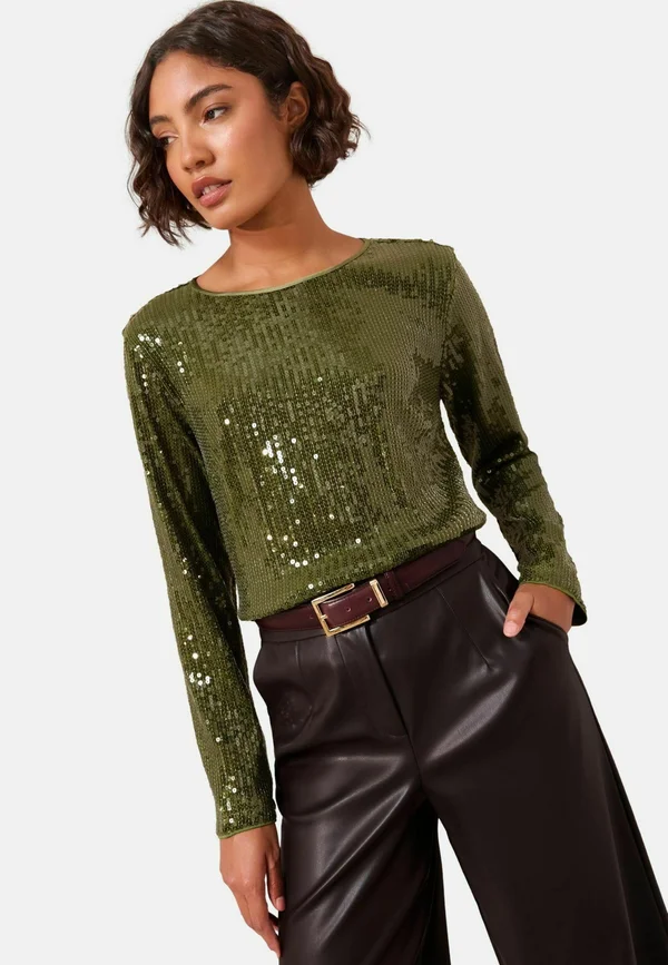 REGULAR FIT - LONG SLEEVE SEQUIN  - Blouse - green