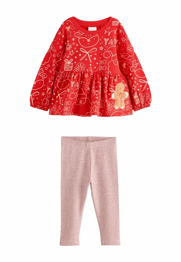 REGULAR FIT - LONG SLEEVE SET - Leggings - Trousers - red christmas gingerbread