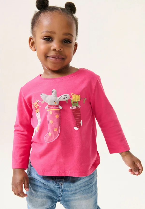REGULAR FIT - Long sleeved top - pink christmas padded mouse