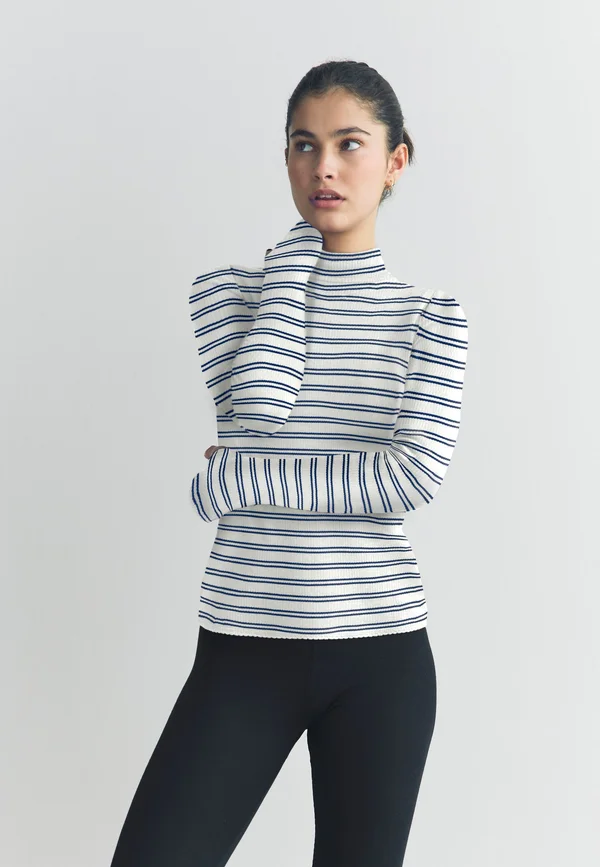 REGULAR FIT MAXIMUM WARMTH ROLL NECK - Undershirt - navy/cream stripe