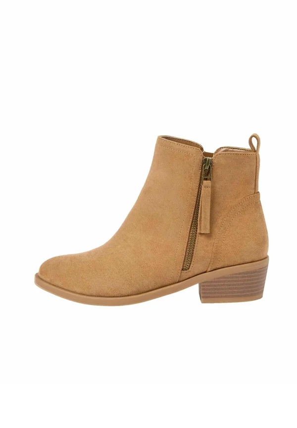 REGULAR FIT - MID BLOCK SIDE ZIP  - Ankle boots - tan brown
