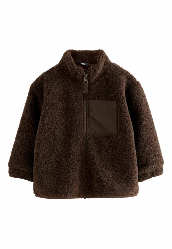 REGULAR FIT PLAIN FUNNEL NECK  - Fleece jacket - chocolate brown