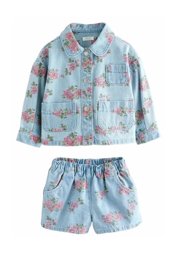 REGULAR FIT - PRINTED AND SET - Denim shorts - blue denim