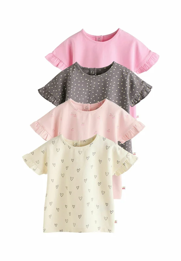 REGULAR FIT - PRINTED PEPLUM SHORT SLEEVE 4 PACK - Print T-shirt - monochrome