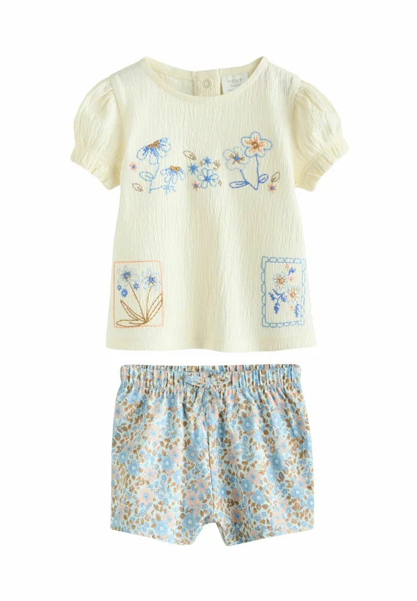 REGULAR FIT - PUFF SLEEVE PIECE SET - Shorts - ecru and blue floral baby