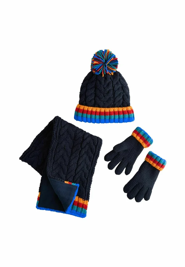 REGULAR FIT SET 3 PIECE - Gloves - navy with rainbow rib