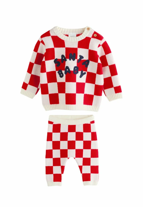 REGULAR FIT SET  - Leggings - Trousers - red santa checkerboard