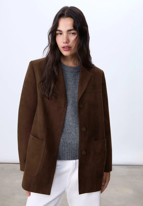 REGULAR FIT - Short coat - mottled brown
