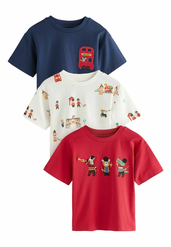 REGULAR FIT - SHORT SLEEVE APPLIQUÉ 3 PACK - Print T-shirt - navy london