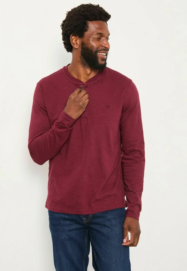 REGULAR FIT SIDE SLUB - Long sleeved top - claret