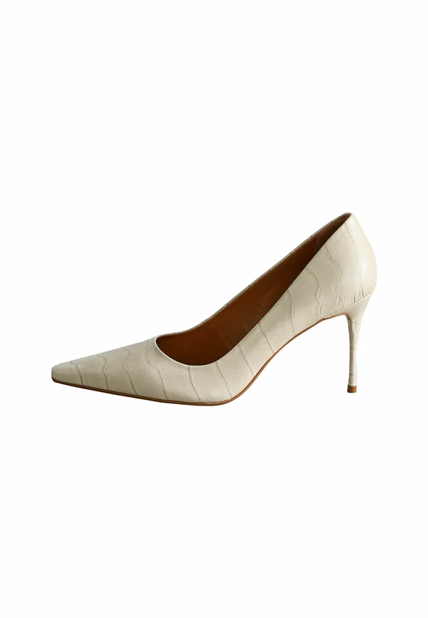 REGULAR FIT - SIGNATURE CROC EMBOSSED POINTED  - Classic heels - bone