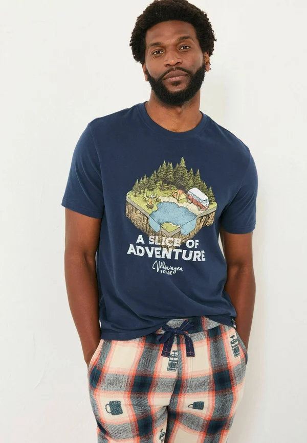 REGULAR FIT SLICE GRAPHIC - Print T-shirt - navy