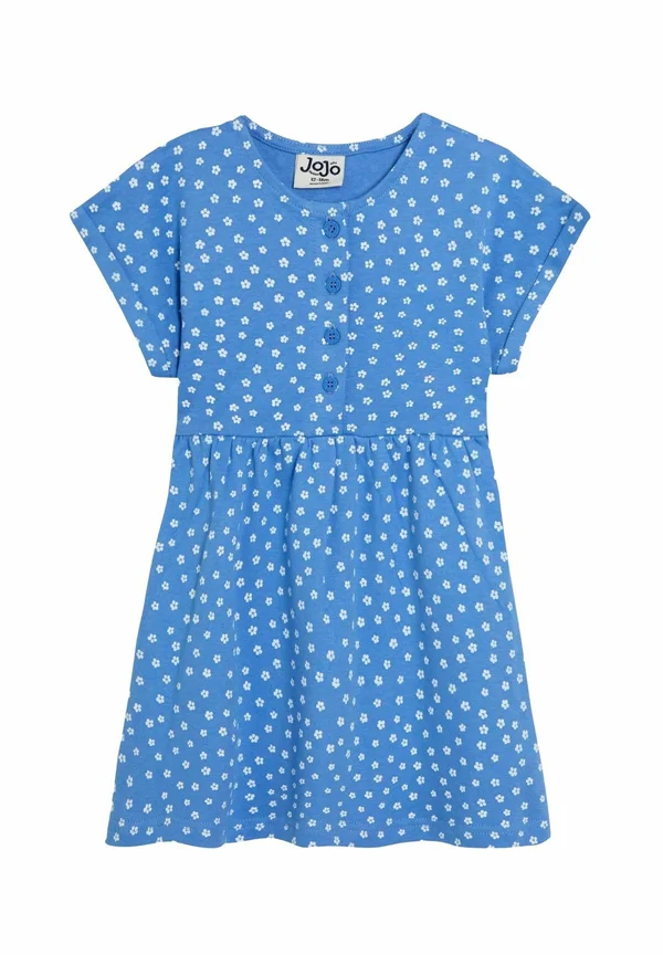 REGULAR FIT SPOT BUTTON FRONT - Jersey dress - blue