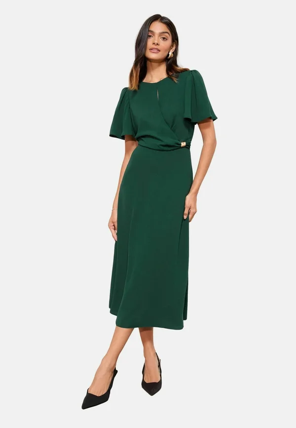 REGULAR FIT - TULIP SLEEVE WRAP FRONT - Day dress - green