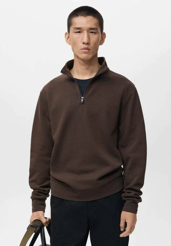 REGULAR-FIT WITH ZIP - Sweatshirt - brown