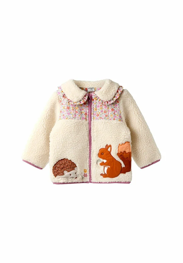 REGULAR FIT ZIP-UP WITH COLLAR - Fleece jacket - cream