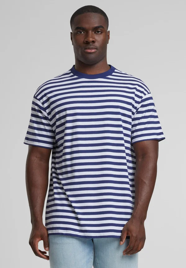 REGULAR STRIPE  - Print T-shirt - white darkblue