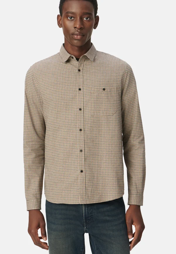 REGULAR WITH CHECK PATTERN - Shirt - beige foncé