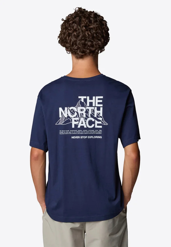 RELAXED MOUNTAIN SKETCH - Print T-shirt - summit navy tnf white