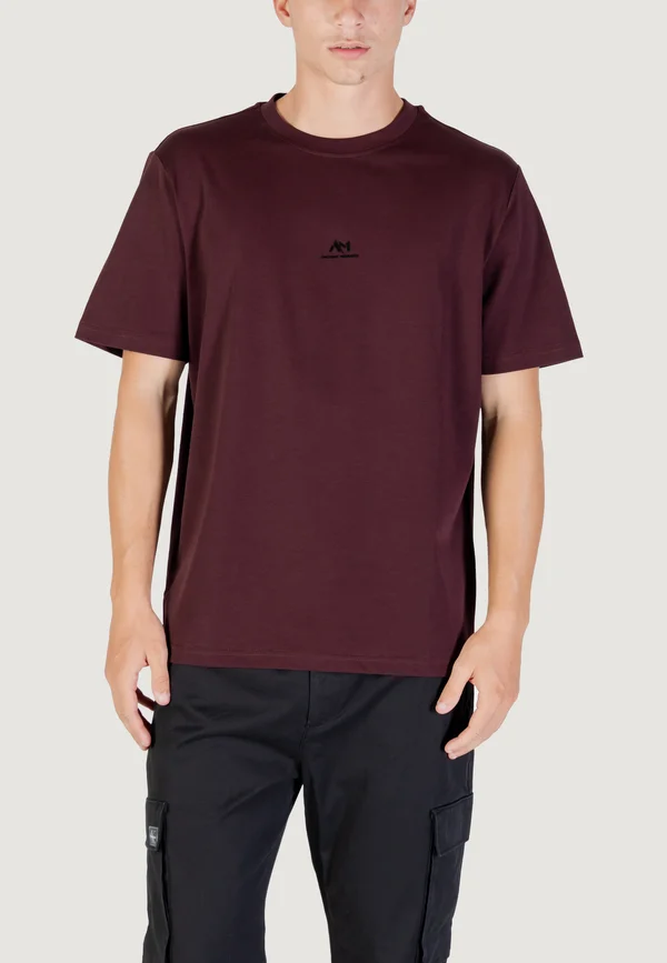 RELAXED WITH RUBBER FLOCK LOGO PRINT MMKS02549-FA100258 - Basic T-shirt - bordeaux