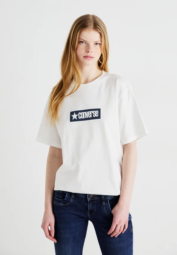 RETRO BLOCK LOGO  - Print T-shirt - white