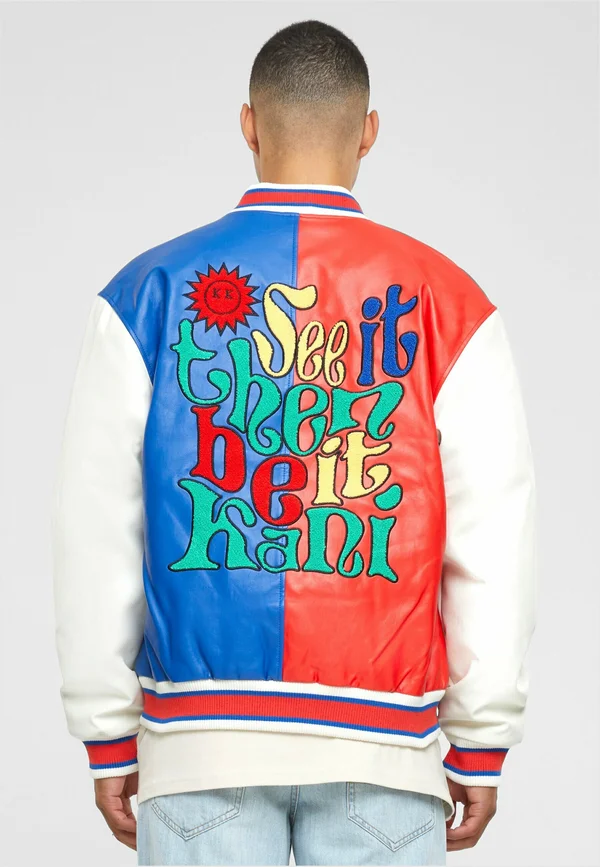 RETRO PATCH BLOCKCOLLEGE - Bomber Jacket - red blue offwhite