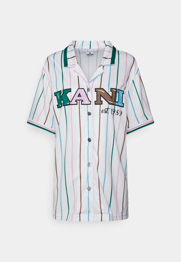 RETRO PINSTRIPE BASEBALL SHIRT - Button-down blouse - white