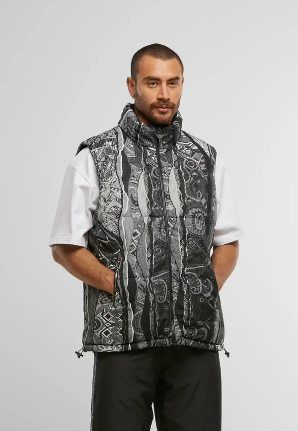REVERSIBLE PRINTED - Waistcoat - black