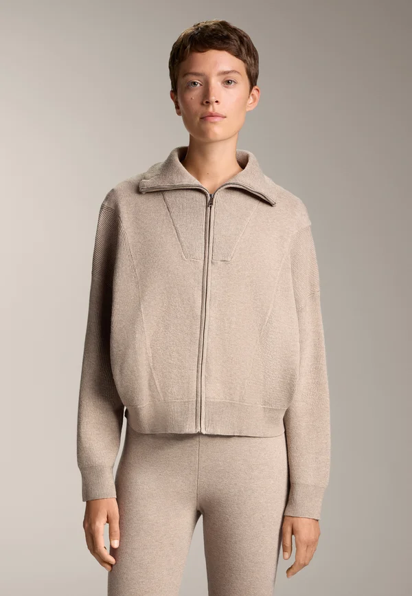 RIB COLLAR - Cardigan - beige