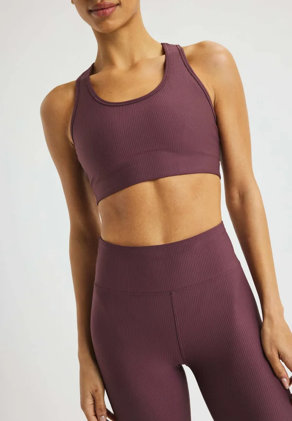RIBBED R - Medium support sports bra - huckleberry
