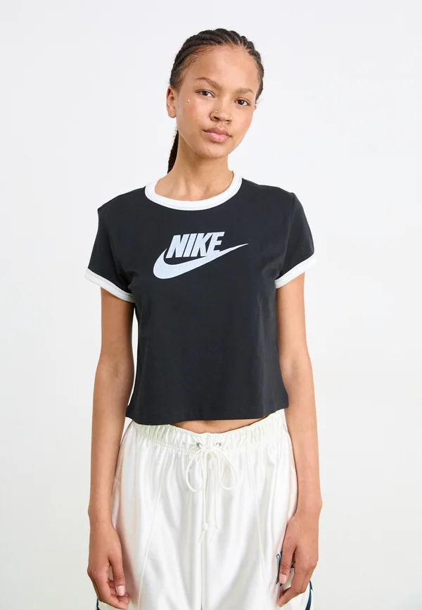 RINGER TEE RUN - Print T-shirt - black/white