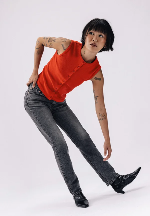 RORY BUTTON UP - Top - true red