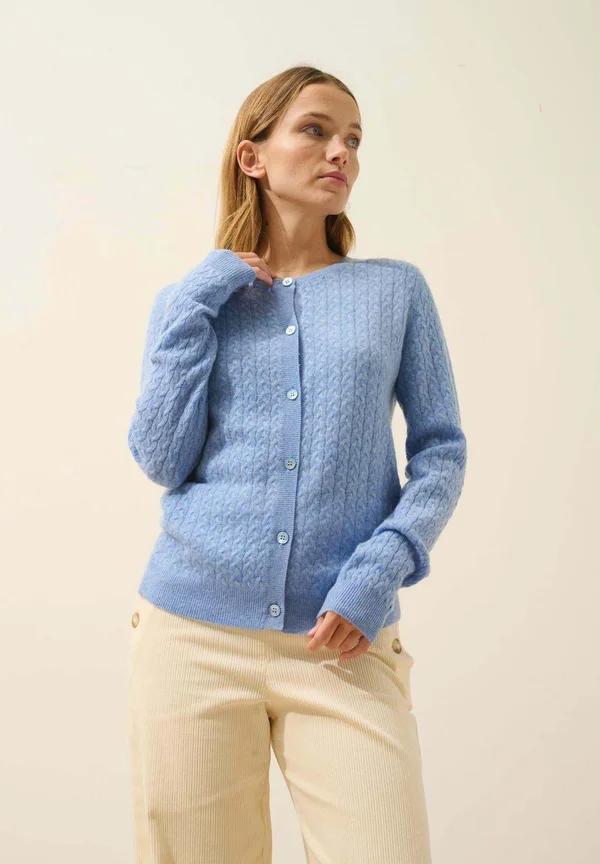 ROUND NECK - Cardigan - sky