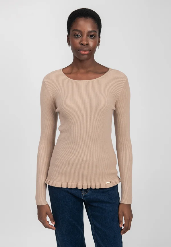 RUCHED HEM - Jumper - beige