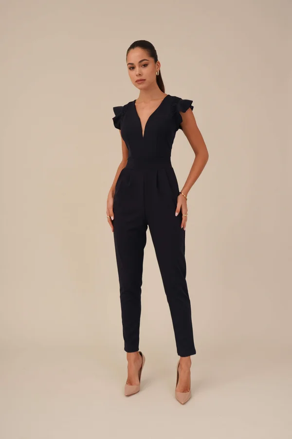 RUFFLE WITH BACK INSERT - Jumpsuit - navy blue