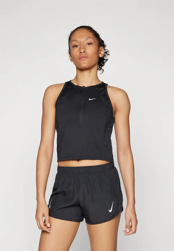 RUN SINGLET - Top - black/reflective silver