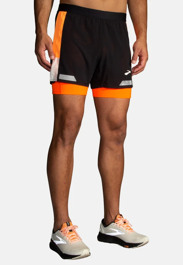 RUN VISIBLE 5" 2-IN-1 SHORT 2.0 - Sports shorts - black ecru fluoro flash
