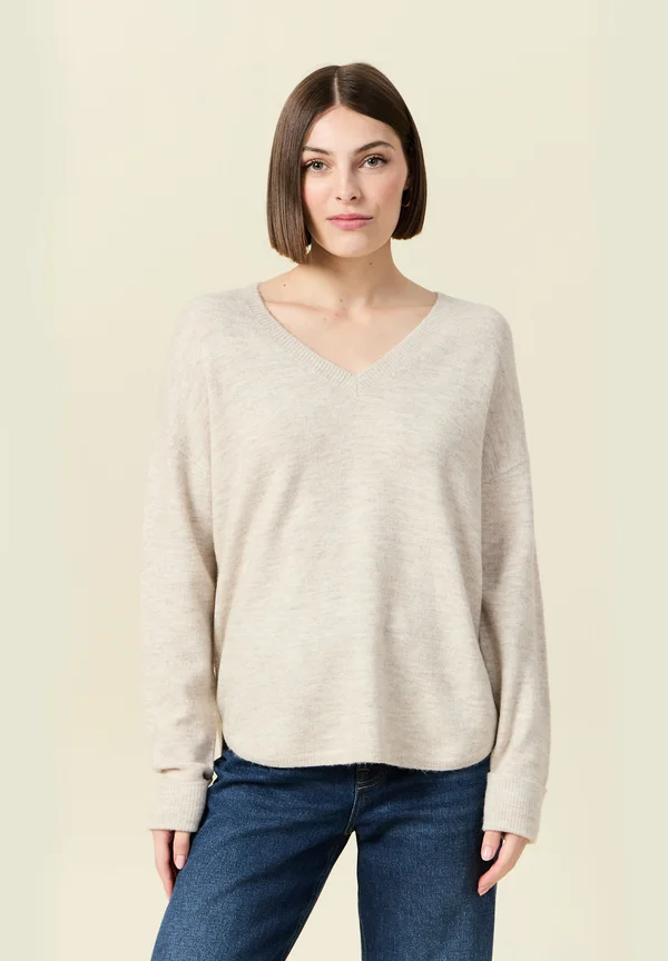 RUNDHALS MIT LANGEN ÄRMELN - Jumper - ecru