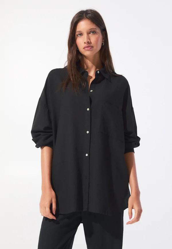 RUSTIC - Button-down blouse - mottled black