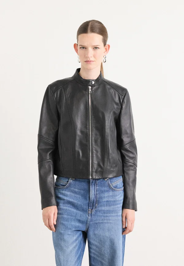 SALESTE - Leather jacket - black